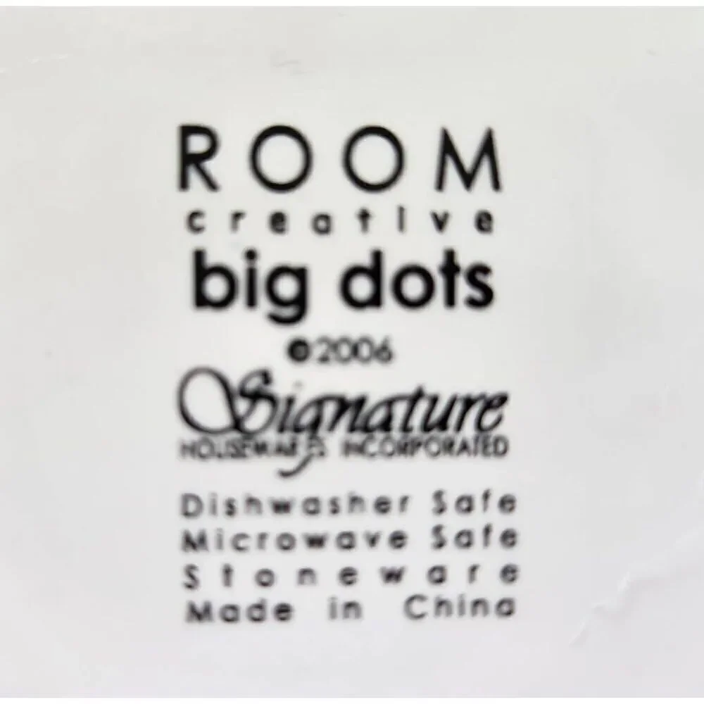 Signature housewares Room Created Big Dots ceramic dog food bowl